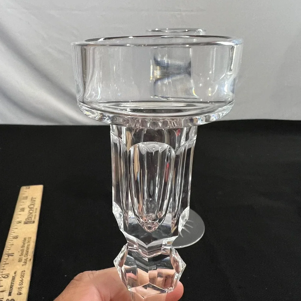 Rogaska Gallia Crystal Candlestick Holders Set of 2 Starburst Base 8.25 Inch